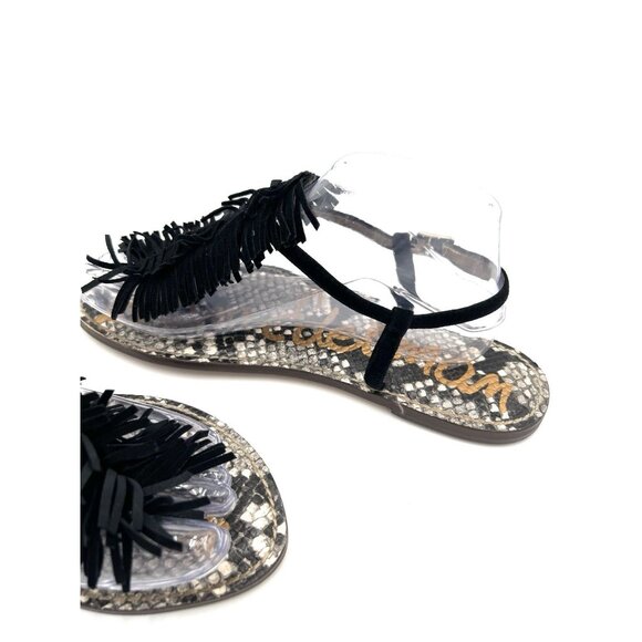 Sam Edelman Gela Black Suede Leather Fringe Sandals Women's Size 8.5 Summer - Picture 10 of 16